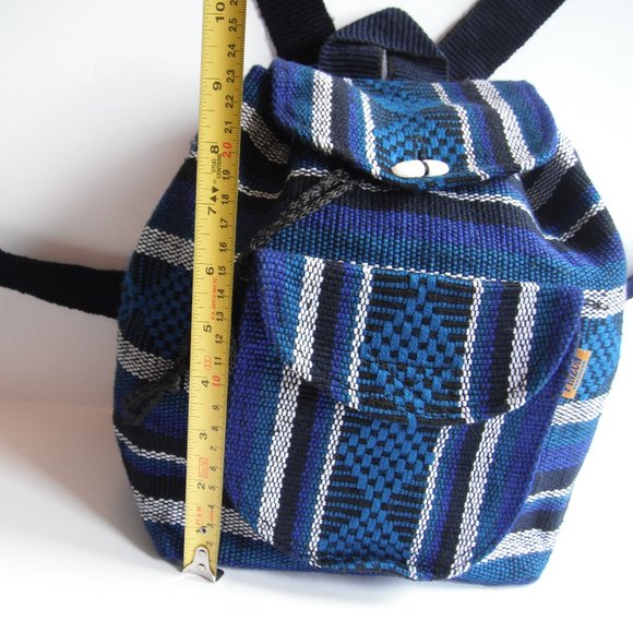 Artesanias Mr. Pinzon Woven Drawstring Boho Hippie Bag Rasta Back Pack Rainbow - Picture 3 of 11